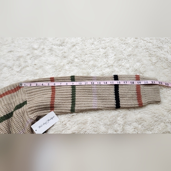 NWT IJOAH Knit Striped Cardigan Taupe Sz Large Crunchy Granola Girl Camp Cardi - Picture 10 of 11